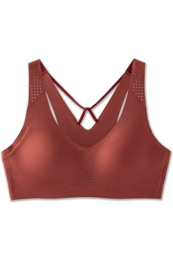 Women's Dare V Neck Run Sports Bra Terracotta Red (38AB)