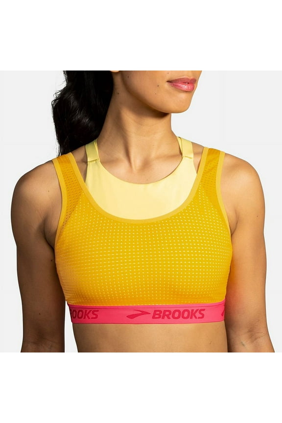 Women's Drive Mesh Run Sports Bra Tangerine Sunsprite Yellow (M)
