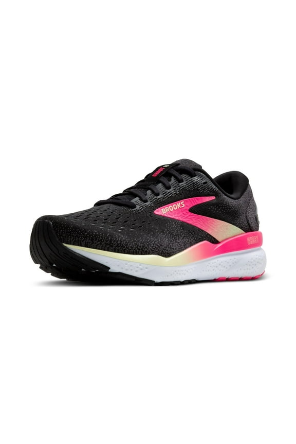 Womens Ghost 16 Neutral Running Shoe - Black/Pink/Yellow - 6.5 Medium
