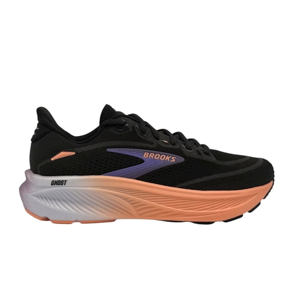 Brooks Women's Ghost 18, Black/Mulled Grape/Peach, 9.5, Medium