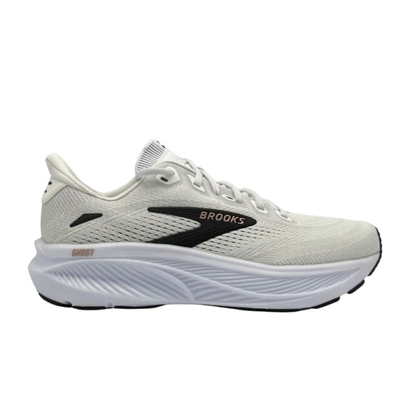 Brooks Women's Ghost 18, White/Black/Rose Gold, 6, Medium