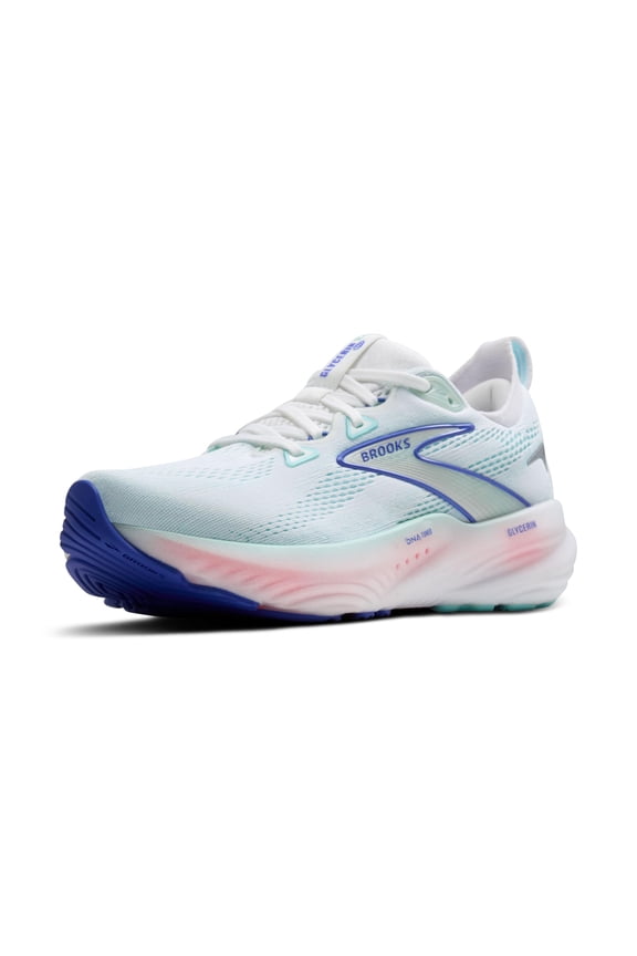 Womens Glycerin 22 Neutral Running Shoe - White/Limpet Shell/Amparo Blue - 9.5 Wide