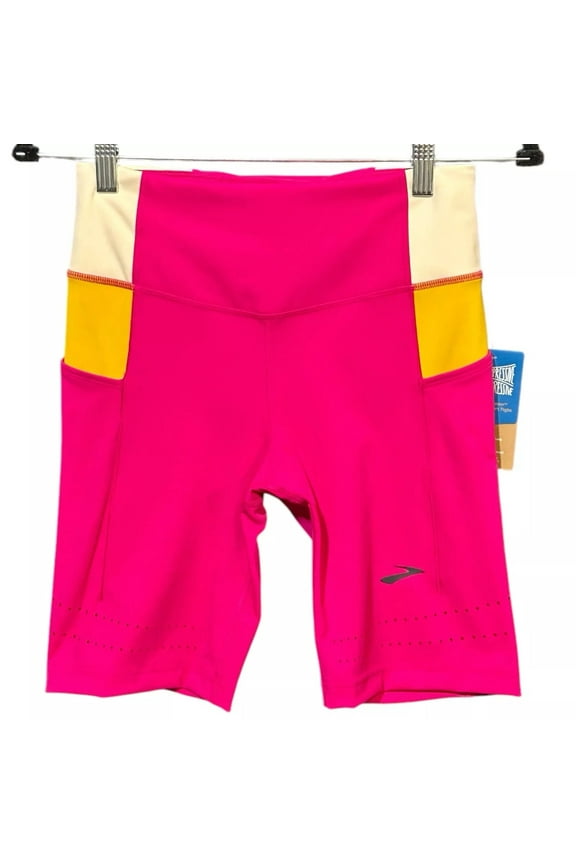 Women's Method 8" Short tights Size M Pink/Multi Four-way Stretch Fabric