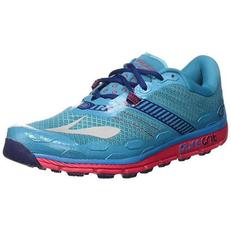 Brooks Women's PureGrit 5 Running Shoe, Peacock Blue/ Virtual Pink
