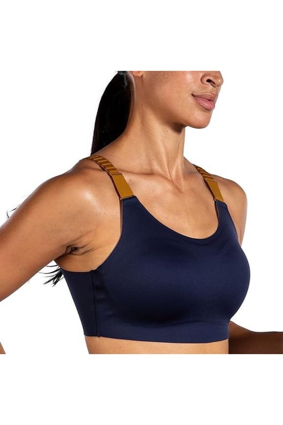 Women's Scoopback 2.0 Sports Bra for High Impact Running - Navy/Burnt Olive/Ice Blue - 34 DD/E
