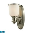 thumbnail image 1 of Brooksdale 1-Light Wall Lamp in Satin Nickel with White Glass - Includes LED Bulb, 1 of 2