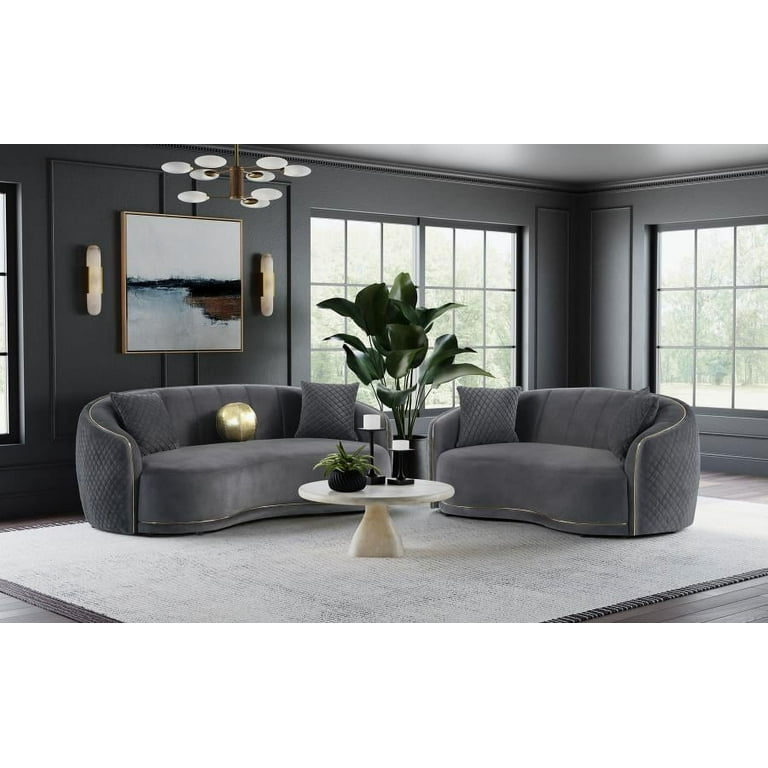 Dark grey velvet sofas discount