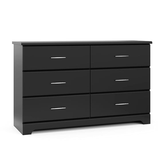 Brookside 6-Drawer Dresser (Black) GREENGUARD Gold Certified, Black Dresser for Bedroom, Kids & Nursery Storage Chest, Safety Interlocking Drawers, Pre-Installed Tracks, Kids Chest