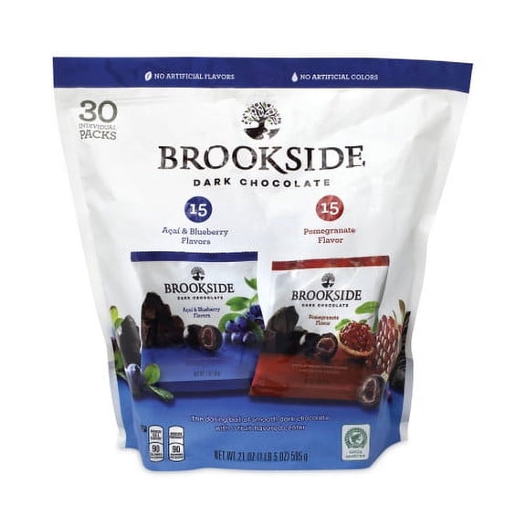 New BROOKSIDE Dark Chocolate Fruit, Acai Blueberry and Pomegranate, 30 Pouches/Bag, Delivered in 1-4 Business Days,Each
