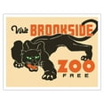 thumbnail image 1 of Brookside Zoo Chicago - Black Panther - Vintage Travel Poster by Carken c.1930 - Fine Art Matte Paper Print (Unframed) 11x14in, 1 of 4