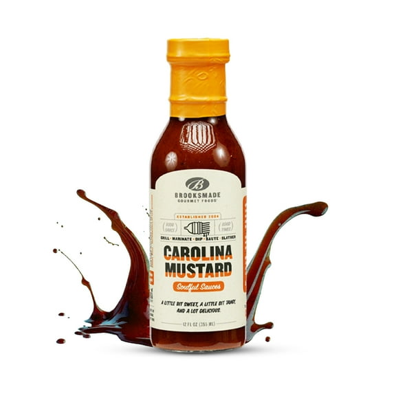 Brooksmade Gourmet Foods Soulful Sauces, Carolina Mustard BBQ, Gluten Free, No High Fructose Corn Syrup BBQ Sauce & Marinade, 12 oz