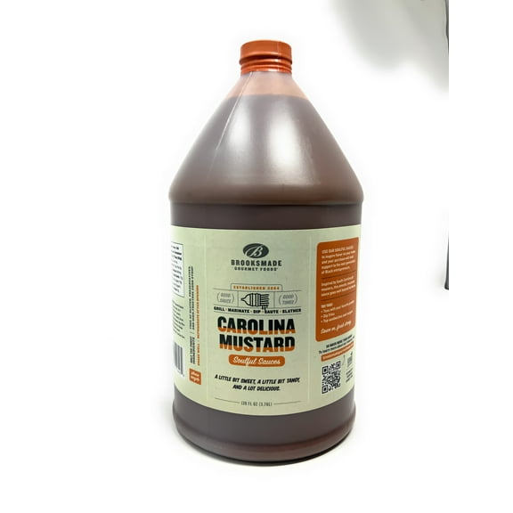 Brooksmade Gourmet Foods Soulful Sauces, Carolina Mustard BBQ, Gluten Free, No High Fructose Corn Syrup BBQ Sauce & Marinade, 128 oz