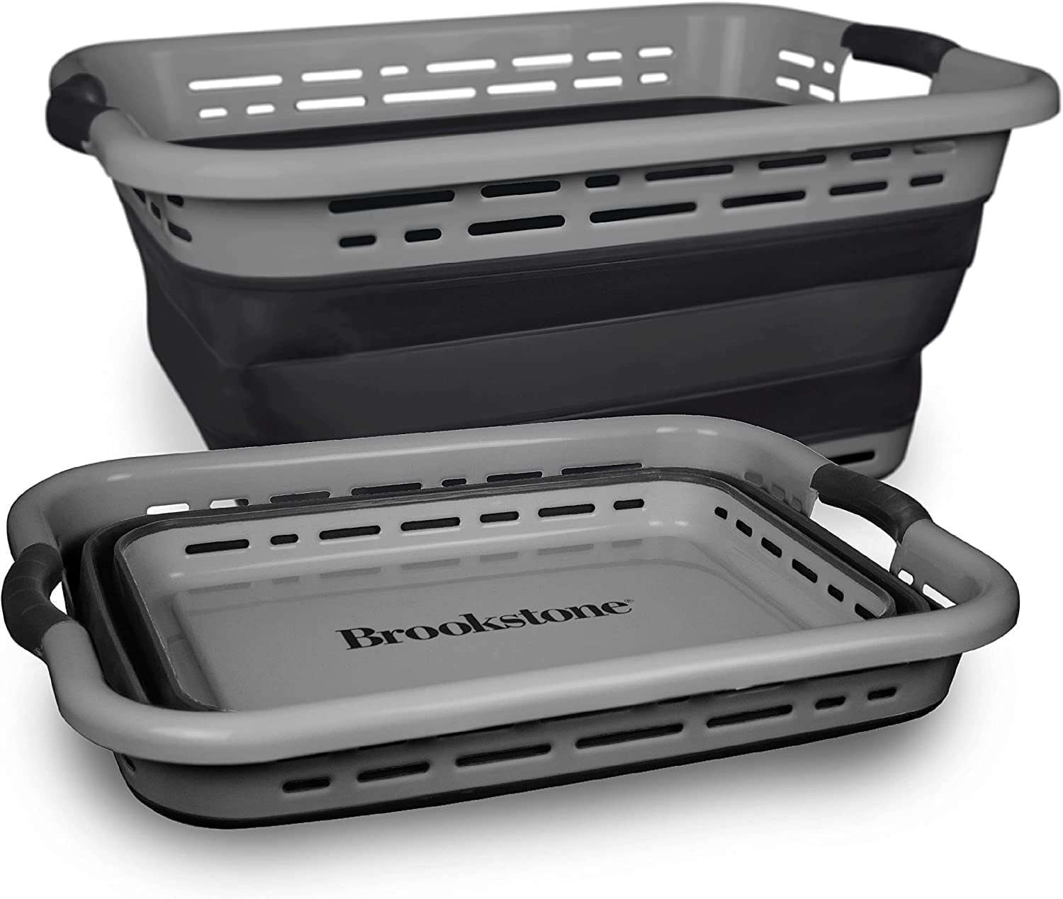 Brookstone Collapsible Laundry Basket for Space Savings, Dark Gray