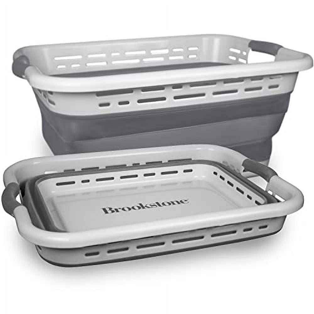Brookstone 11 Gallon Collapsible Laundry Basket, Gray