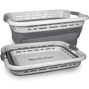 Brookstone Collapsible Laundry Basket, Space Saving & Foldable, Gray