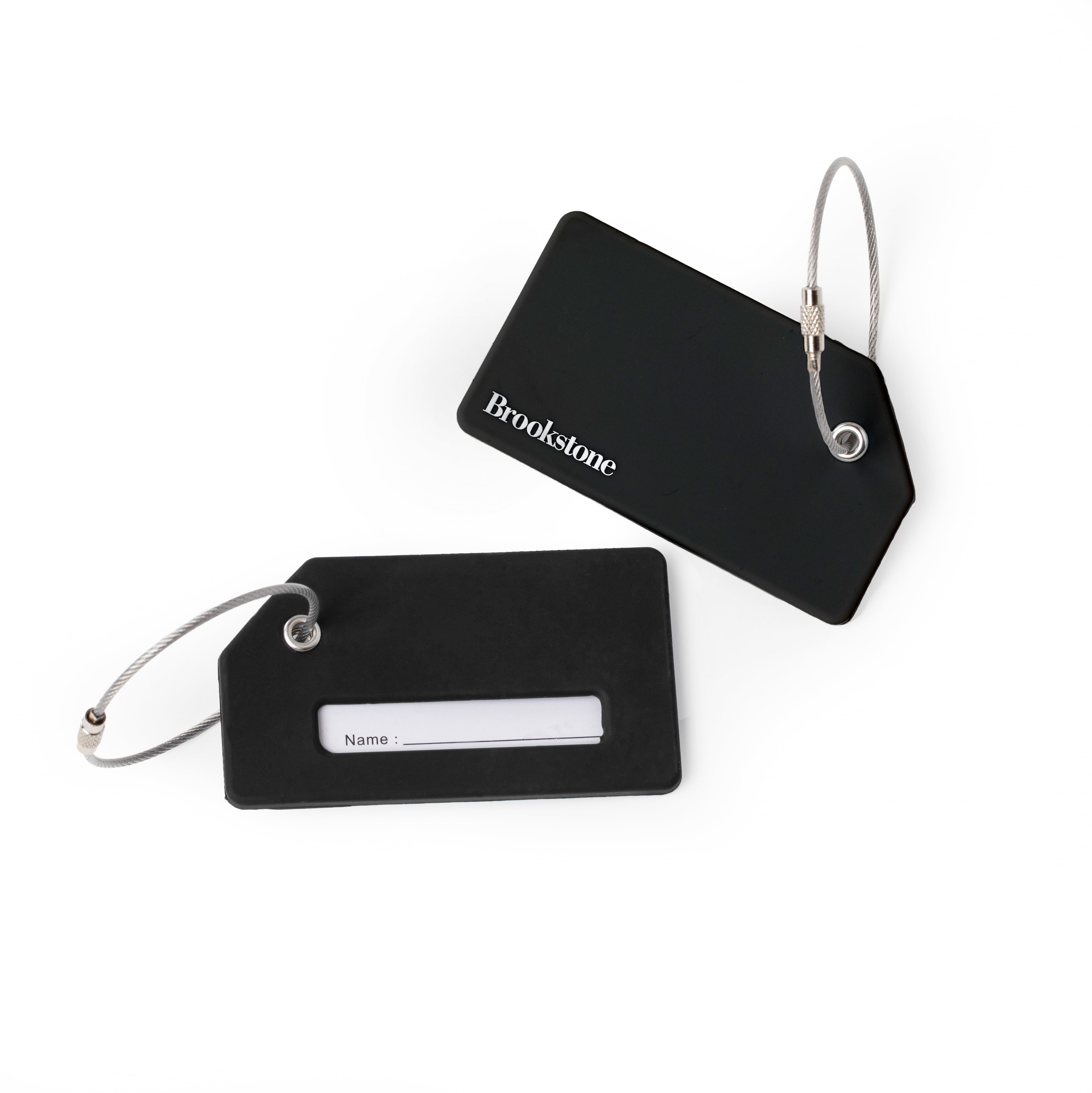 Brookstone 2 Piece Silicone Luggage Tag Set, Adult, Rectangle, Black