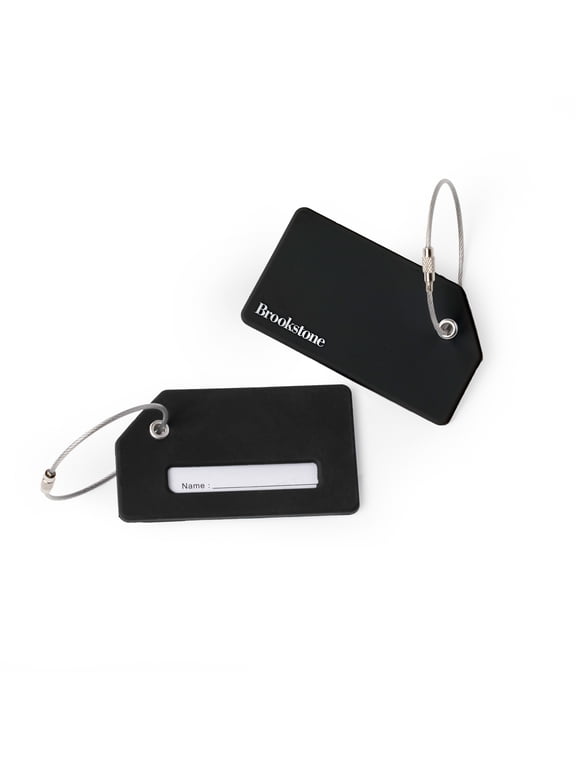 2 Piece Silicone Luggage Tag Set, Adult, Rectangle, Black