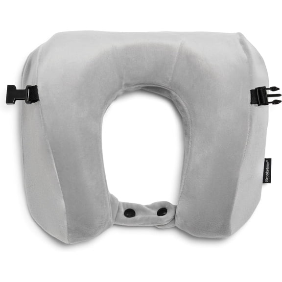 Brookstone Travel Neck Pillow 2-in-1 Cozy U-Shaped Soft Memory Foam Neck Support for Traveling
