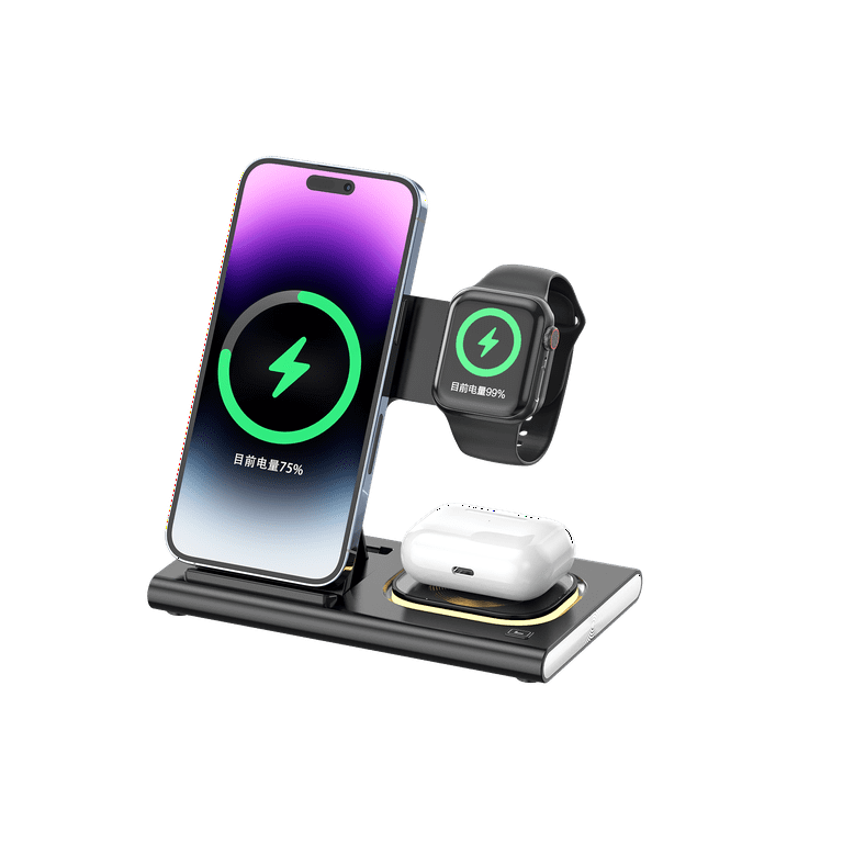 Brookstone 3 in 1 Foldable Wireless Charging Stand Qi Certified