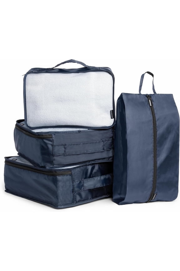 4-Piece Packing Cube Set Apparel Luggage Organizer and Shoe Bag, Travel Essentials