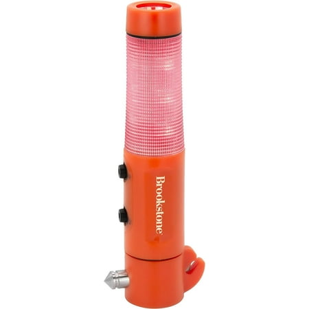 Brookstone, 4-in-1 Car Emergency Escape Tool with Seatbelt Cutter, Glass Hammer, Flashing Red Alert Light, All Purpose LED Flashlight, Magnetic Base to Place Car