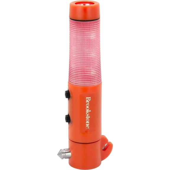Brookstone, 4-in-1 Car Emergency Escape Tool with Seatbelt Cutter, Glass Hammer, Flashing Red Alert Light, All Purpose LED Flashlight, Magnetic Base to Place Car