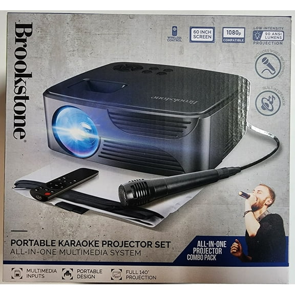 Brookstone All-In-One Home Karaoke Projector Set with Microphone