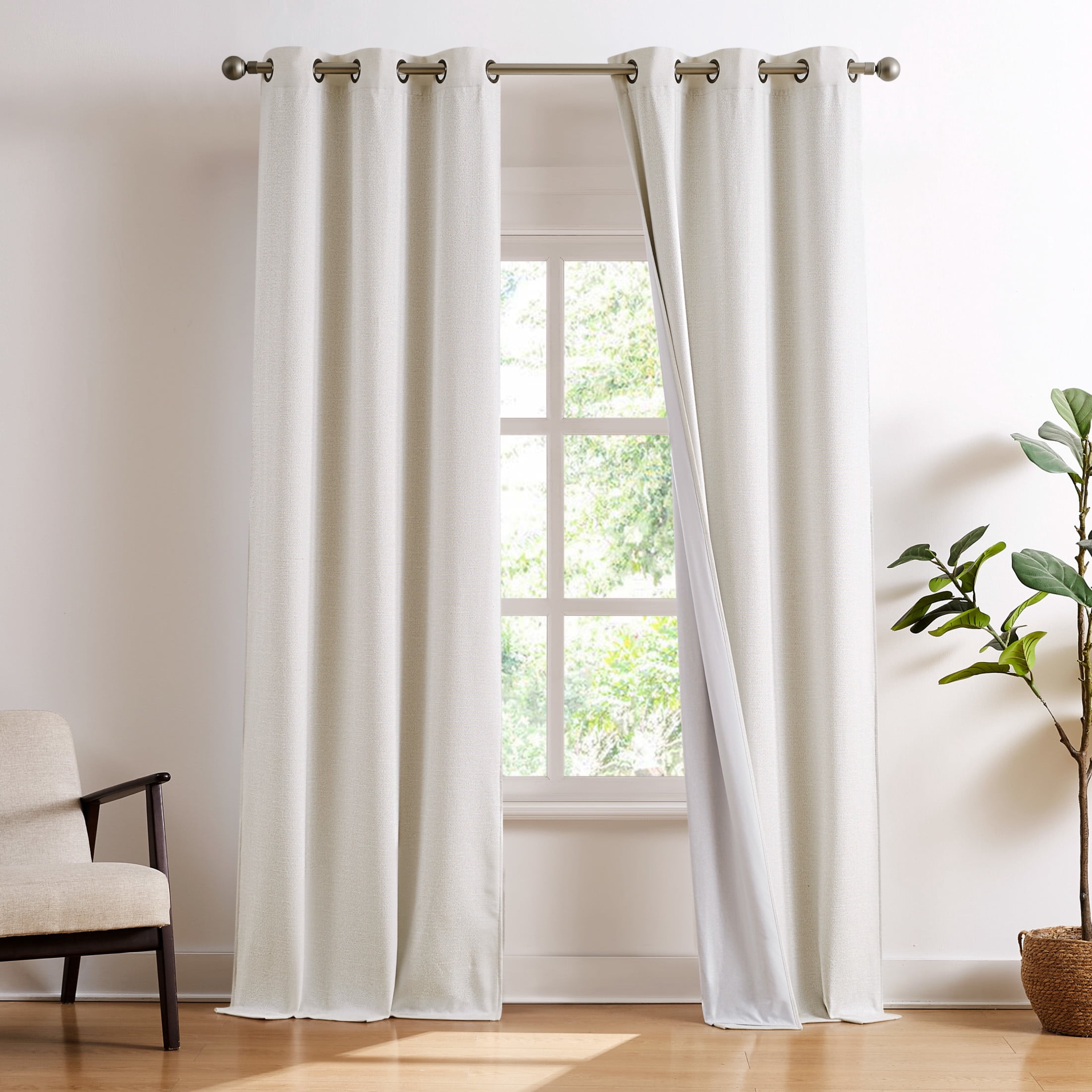 Brookstone Beige Alfred Blackout Grommet 38" W x 96" L Window Curtain Panel Pairs