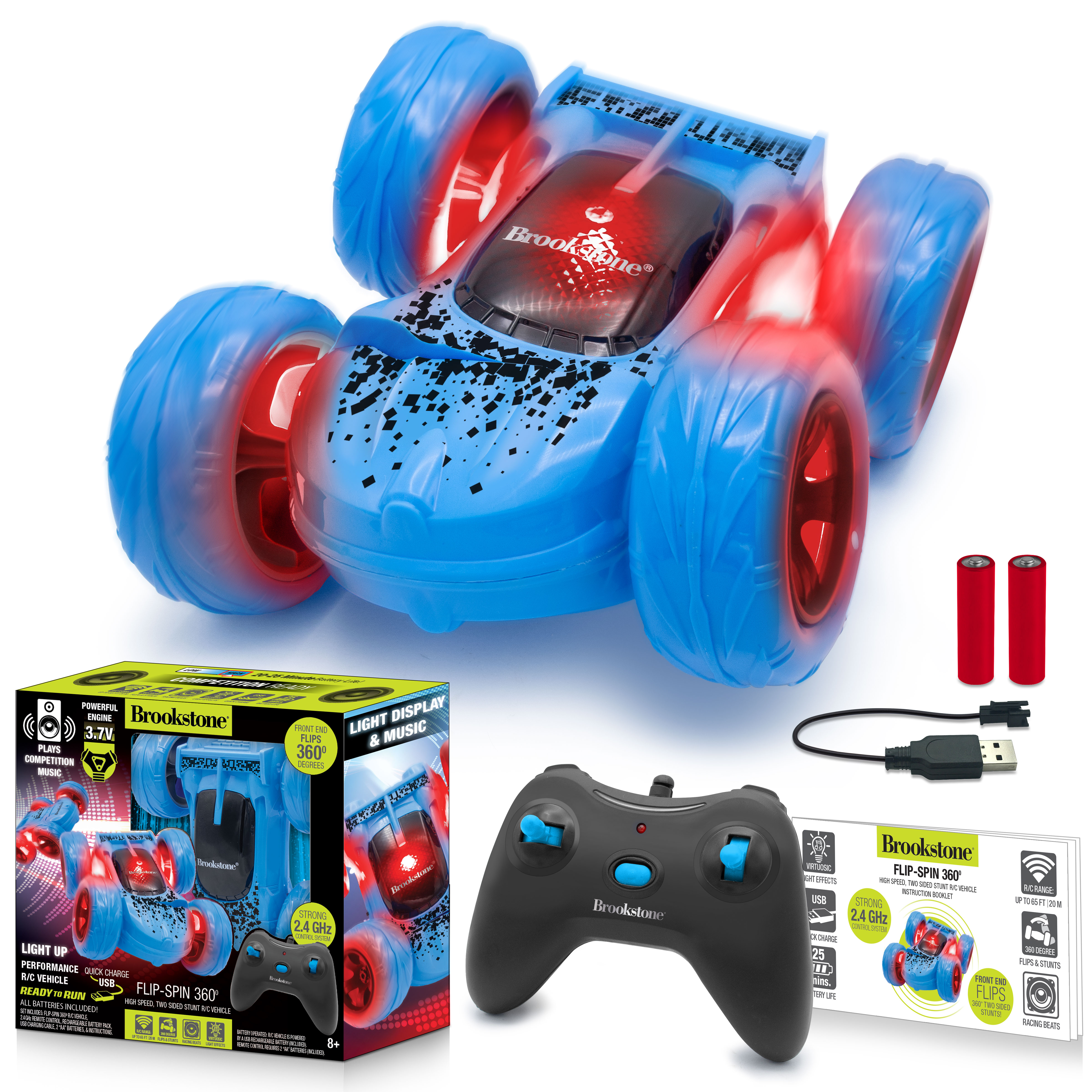 Brookstone Blue Flip Spin 360 LightUp Performance Radio Control