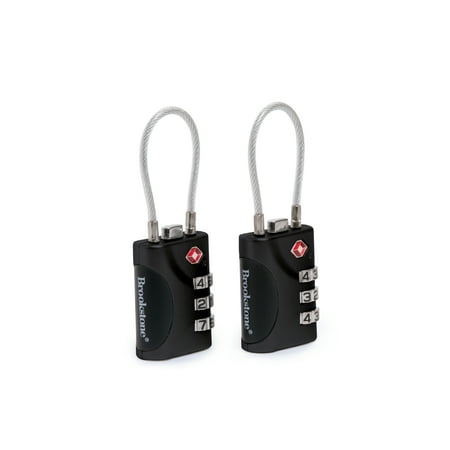 Brookstone Cable Lock TSA-Approved Keyless Luggage Lock with 3-Digit Combination 2 Pack
