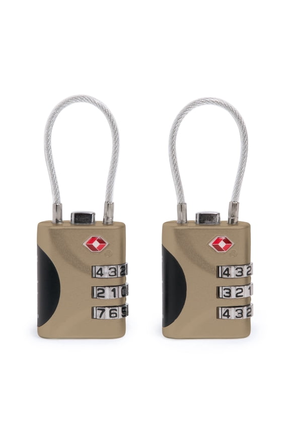 Cable Lock TSA-Approved Keyless Luggage Lock with 3-Digit Combination 2 Pack