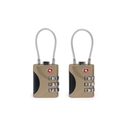 Brookstone Cable Lock TSA-Approved Keyless Luggage Lock with 3-Digit Combination 2 Pack