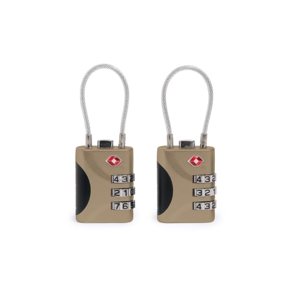 Brookstone Cable Lock TSA-Approved Keyless Luggage Lock with 3-Digit Combination 2 Pack