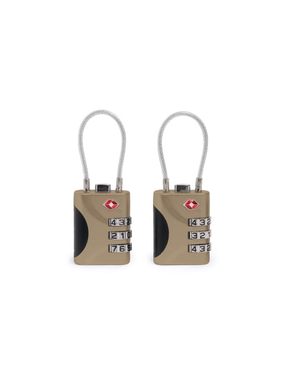 Cable Lock TSA-Approved Keyless Luggage Lock with 3-Digit Combination 2 Pack