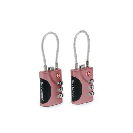 Brookstone Cable Lock - 2 Pack TSA Approved Luggage Locks with 3-Digit Keyless Combination