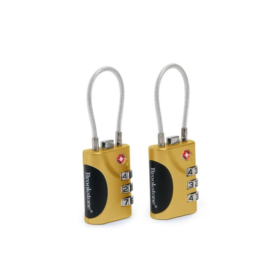 Brookstone Cable Lock - 2 Pack TSA Approved Luggage Locks with 3-Digit Keyless Combination