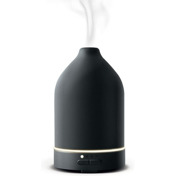 Brookstone Ceramic Diffuser Essential Oil Diffuser 60ml Tank Black, Add Your Own Scent