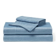 Brookstone Comfort Sheet System Full Set Faded Denim, Blue, Nylon, Polyethylene, Polyester, Adult