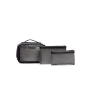 Brookstone Toiletry Kit 3-Piece Set Vegan Leather Travel Bag with 2 Zipper Pouches
