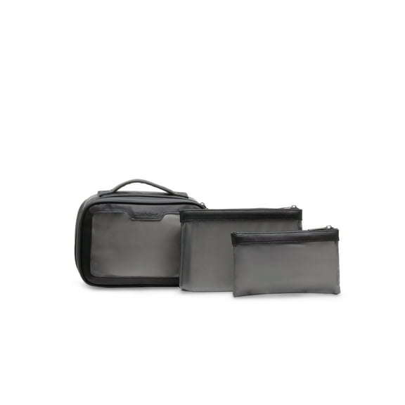 Brookstone Compact Toiletry Kit - 3 Piece Vegan Leather Travel Toiletry Bag with Zip Pouches - Hygiene Bag Toiletry Organizer