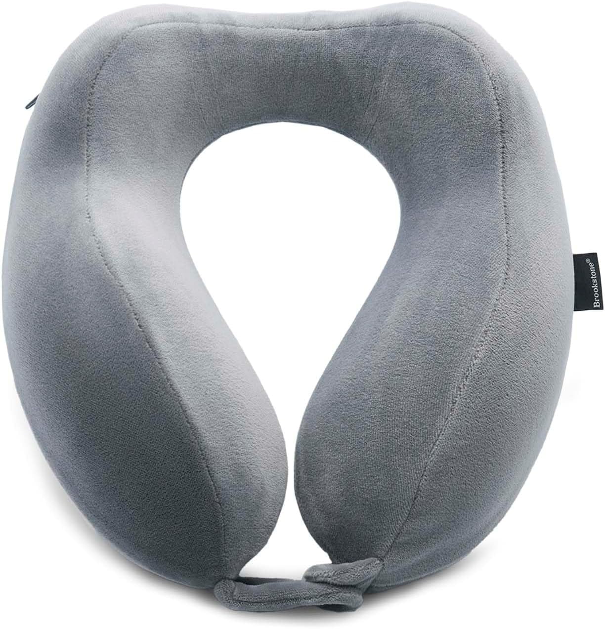 Brookstone Contoured Memory Foam Head and Neck Travel Pillow Ergonomic
