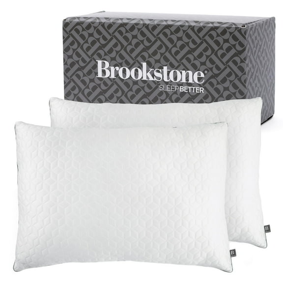 Brookstone Cool Sense Down Alternative Pillow 2 Pack - Cold Cooling Pillows for Hot Sleepers - CoolSense Pillows for Sleeping - Stay Cool and Comfortable All Night - White, Standard/Queen Size