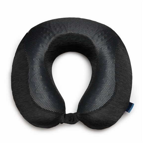 Brookstone Travel Neck Pillow Snap Closure with Cool Touch Memory Foam Head for Vacations