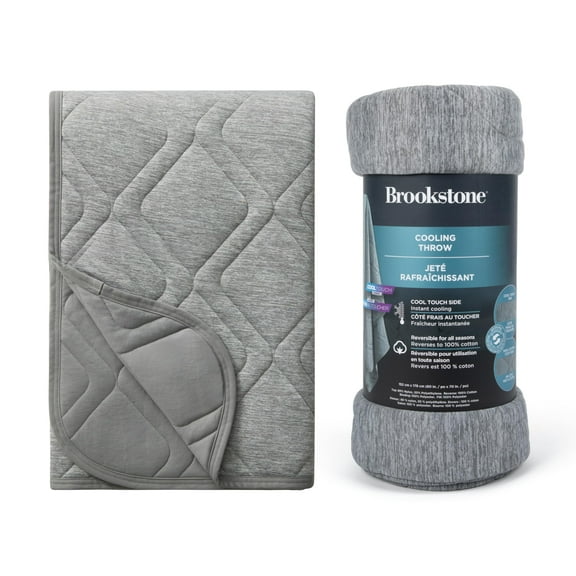 Brookstone Cooling Comfort Throw Blankets for Sleeping - Innovative Cooling Dual-Sided Throw - Oversized Cool Blanket for Hot Sleepers - Nylon and Polyethylene Blanket - Quiet Shade