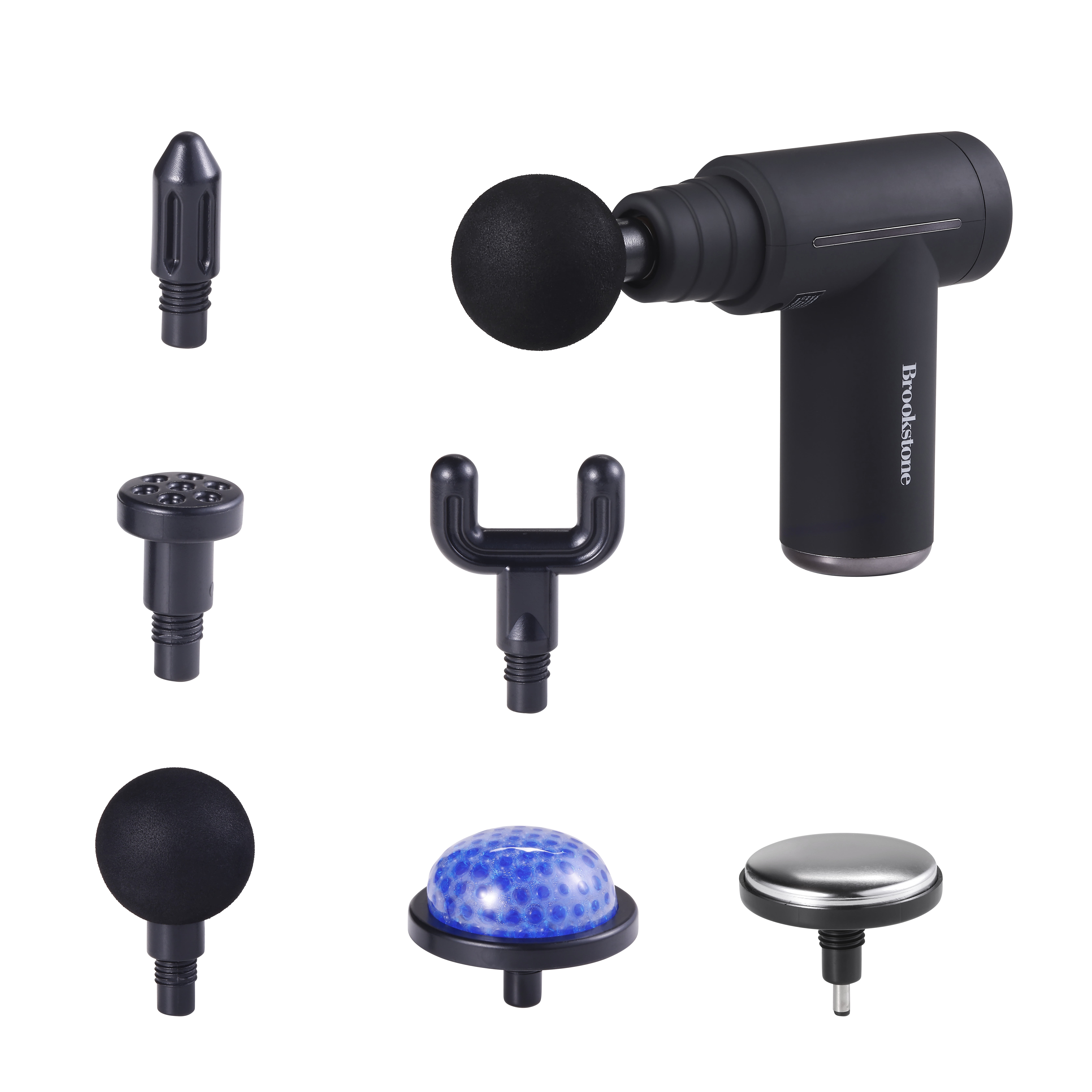 Brookstone Cordless Hot and Cold Percussion Deep Tissue Massager Gun, 6 Intensity Levels