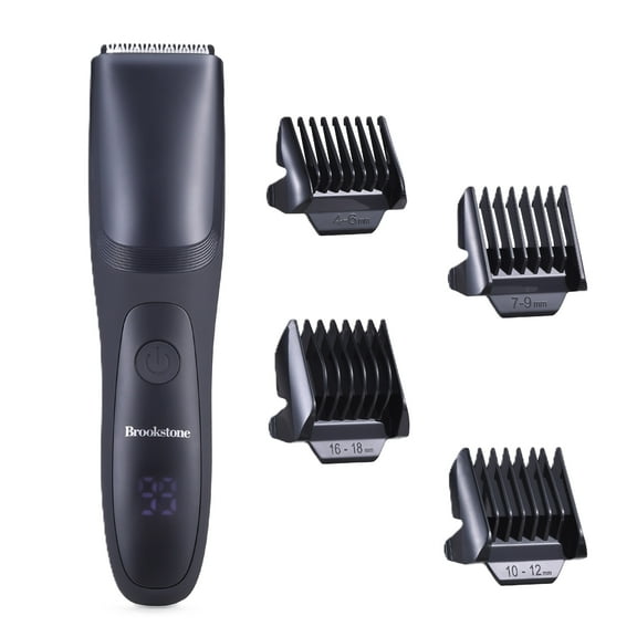 Brookstone Cordless Rechargeable Men's Electric Hair Trimmer with Included Vacuum,