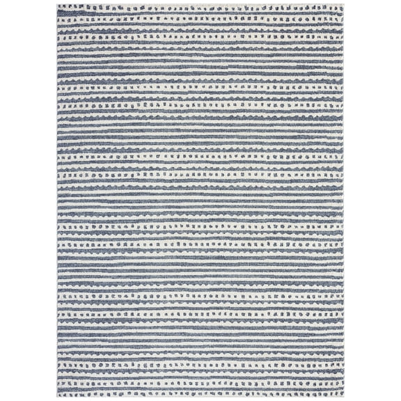 Brookstone Crescent Atlas Modern Striped Indoor/Outdoor High Performance Area Rug, Blue/Ivory, 5'2"x7'2"