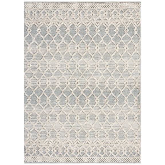 Brookstone Crescent Callisto Bohemian Diamond Link Indoor/Outdoor High Performance Area Rug, Grey/Ivory , 5'2"x7'2"