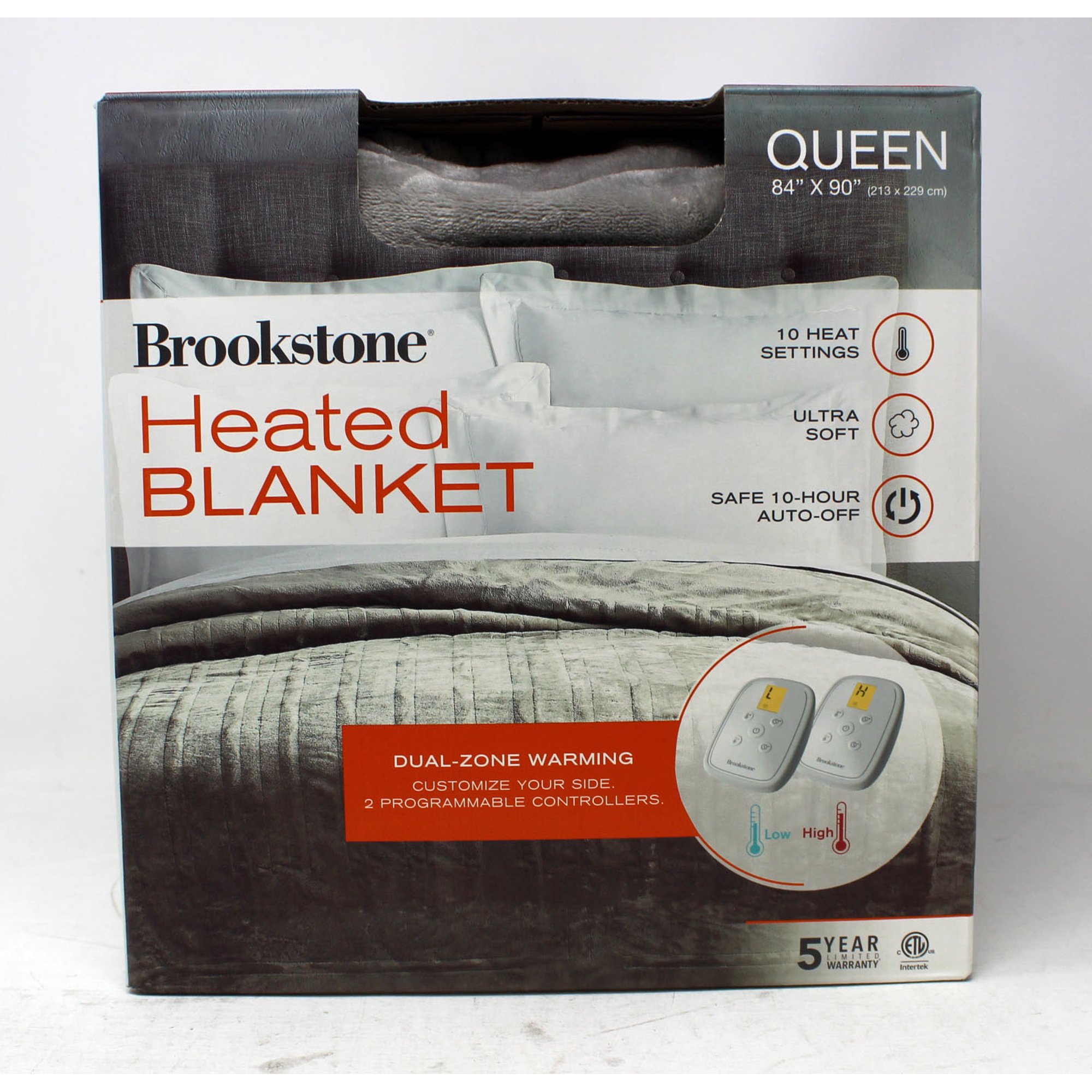 Brookstone Dual-Zone Warming Heated Blanket Queen Gray - Walmart.com