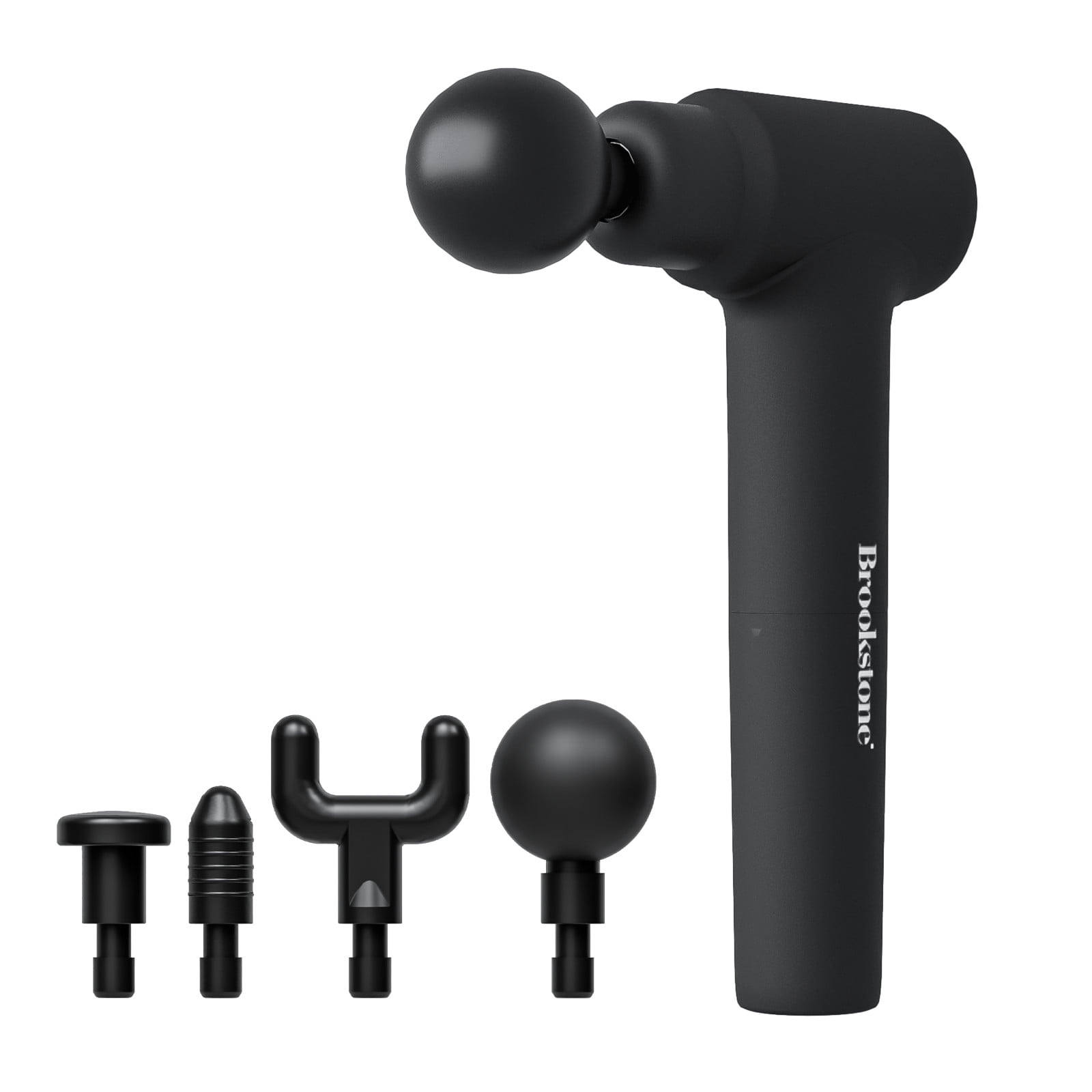 Brookstone Deep Tissue Massage Gun for Pain Relief & Muscle Recovery  9-Speed Handheld Percussion Massager, 4 Heads, Type-C Rechargeable, Quiet, 3200 RPM, Shockproof Design